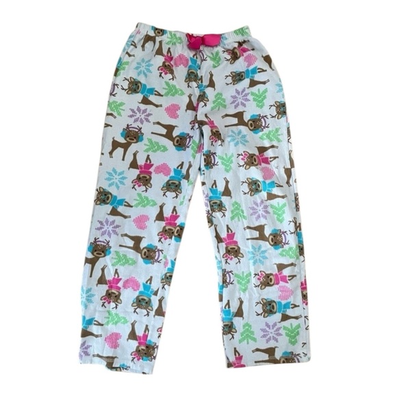 4/$25 St Eve Fleece Pajama Pants Holiday Rain deer Size 12 Bow Elastic Waistband - Picture 1 of 6